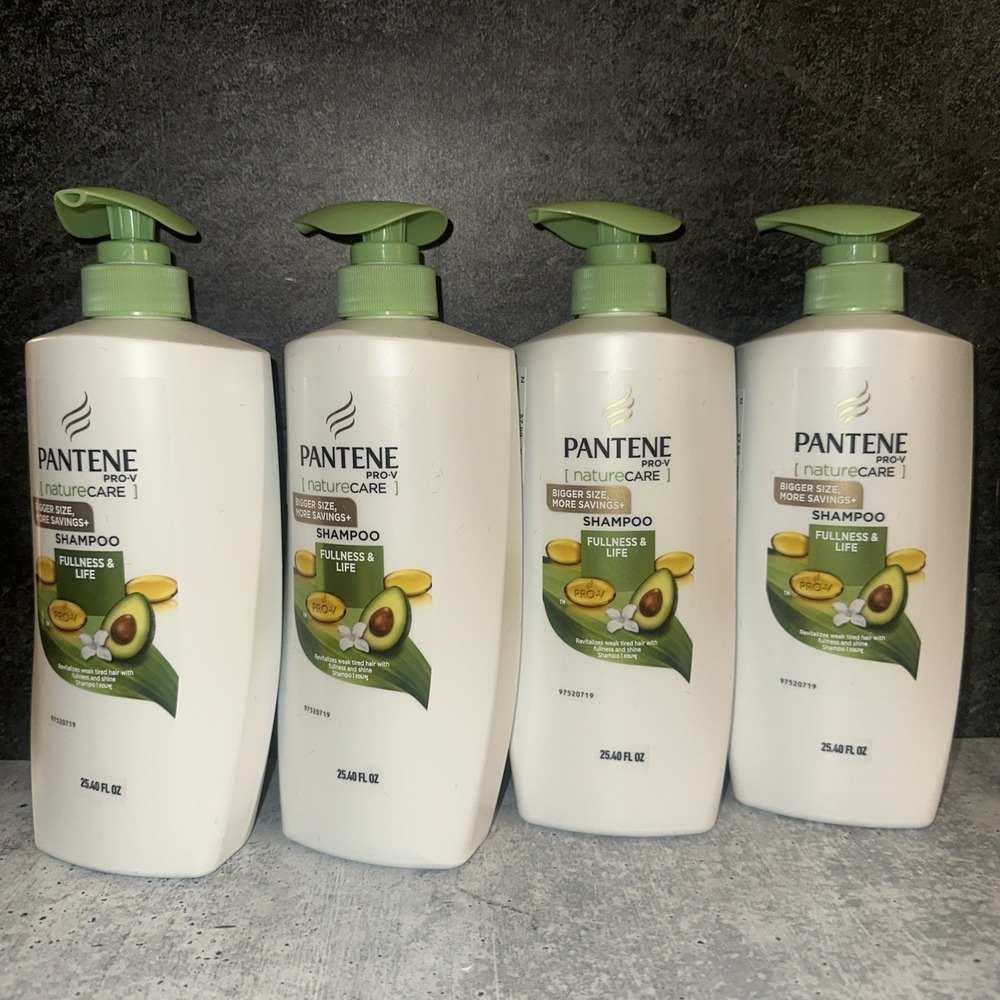 4 Lot Pantene Pro-V Nature Care Shampoo Fullness and Life Avocado Oil New 16.2oz